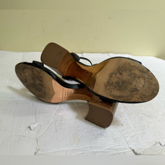 Ted Baker Biah Leather Ankle Strap Block Heel Rose Gold Bow Studs Sandal Shoe 38 - Picture 11 of 16